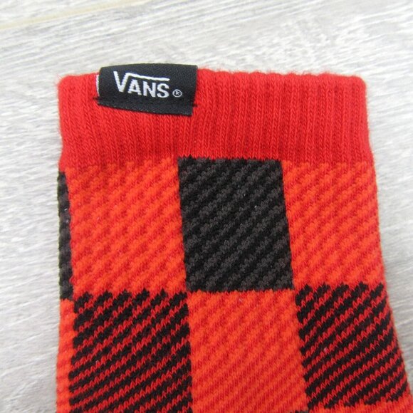 Vans Checkered Plaid Half Crew Socks Women's Size 6.5-10 Red Black (1 Pair) NEW - Picture 6 of 11